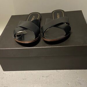 J. Crew Women's Elegant Black Cross-Strap Sandals